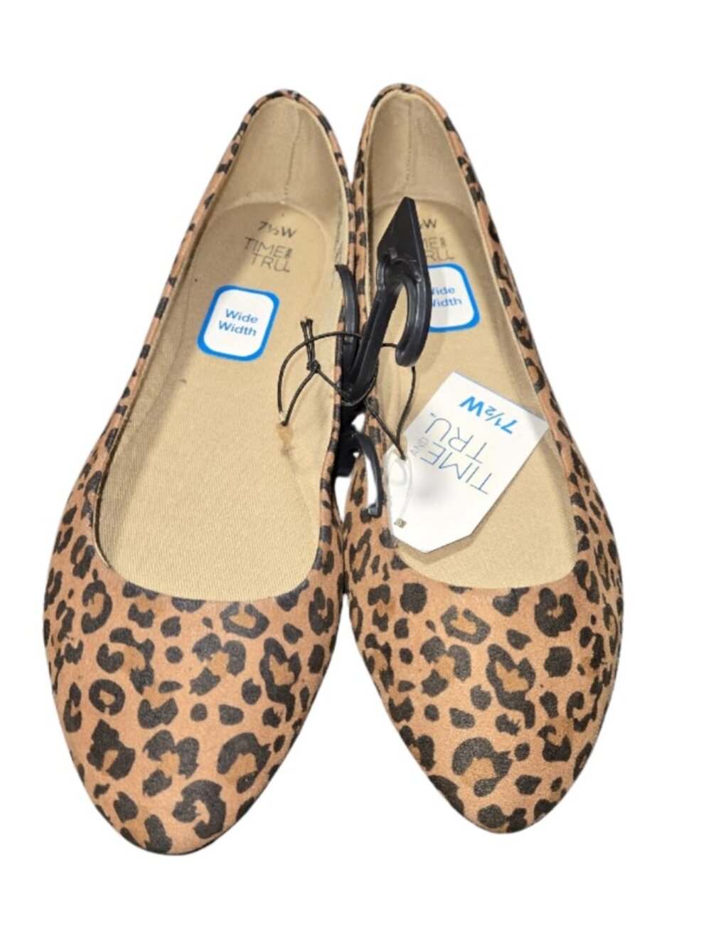NWT Time and Tru leopard print 7.5 ballet flats wide width Brown and Black
